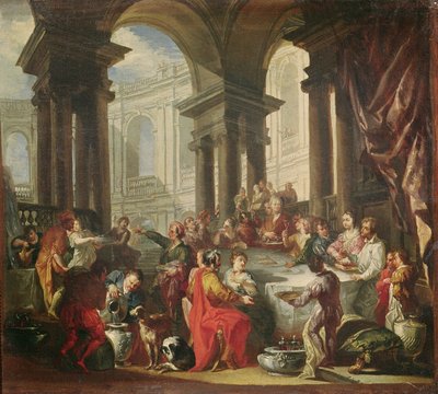A Feast held in a Circular Portico of the Ionic Order, c.1720-25 by Giovanni Paolo Pannini